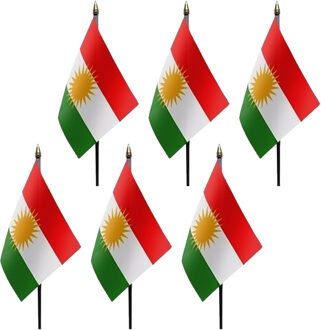 Koerdistan - 6x - mini vlaggetje van 10 x 15 cm op stokje - Landen vlag - H27 cm