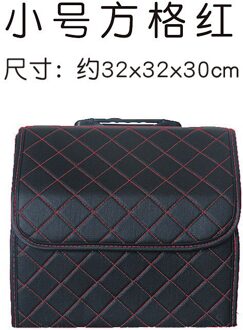 Kofferbak Organizer Box Grote Capaciteit Pu Lederen Opbergtas Opbergen Opruimen Lederen Vouwen Opbergdoos Auto Accessoires zwart-rood-klein