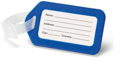 Kofferlabel/adres en info bagagelabel kunststof - blauw - 5 x 8 cm