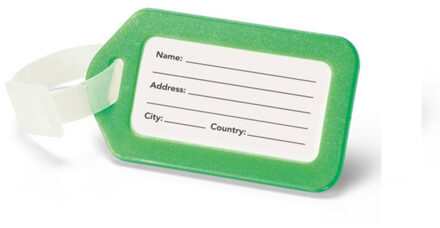 Kofferlabel/adres en info bagagelabel kunststof - groen - 5 x 8 cm