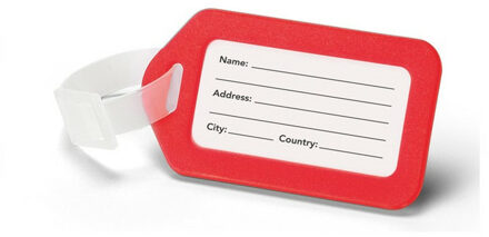 Kofferlabel/adres en info bagagelabel kunststof - rood - 5 x 8 cm