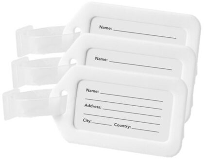 Kofferlabel/adres en info bagagelabel kunststof - Set van 3x stuks - wit - 5 x 8 cm