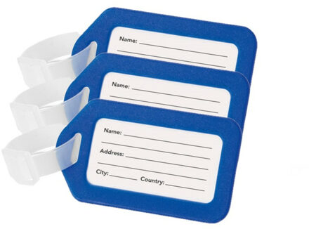Kofferlabel/adres en info bagagelabel kunststof - Set van 5x stuks - blauw - 5 x 8 cm