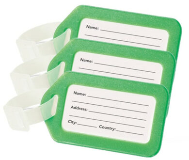 Kofferlabel/adres en info bagagelabel kunststof - Set van 5x stuks - groen - 5 x 8 cm