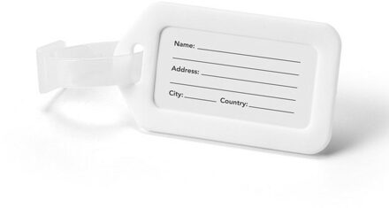 Kofferlabel/adres en info bagagelabel kunststof - wit - 5 x 8 cm