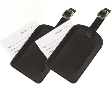 Kofferlabel/bagagelabel kunststof zwart - Set van 4x stuks - 10 x 6 cm