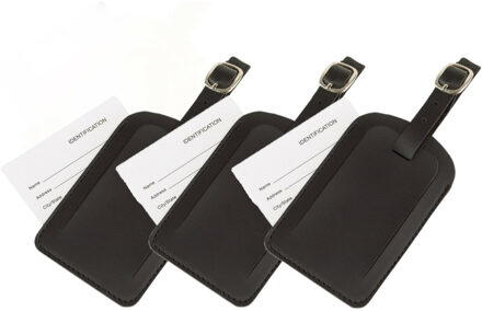 Kofferlabel/bagagelabel kunststof zwart - Set van 5x stuks - 10 x 6 cm