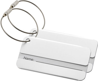 Kofferlabel Discovery - 2x - zilver - 8 x 4 cm - reiskoffer/handbagage label - Bagagelabels