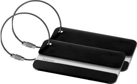 Kofferlabel discovery - 2x - zwart - 8 x 4 cm - reiskoffer/handbagage label - Bagagelabels