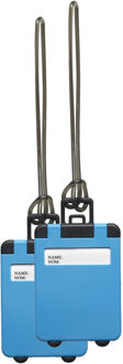 Kofferlabel Jenson - 2x - blauw - 8 x 5.5 cm - reiskoffer/handbagage label