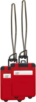 Kofferlabel Jenson - 2x - rood - 8 x 5.5 cm - reiskoffer/handbagage label