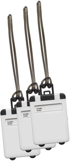 Kofferlabel Jenson - 3x - wit - 8 x 5.5 cm - reiskoffer/handbagage label - Bagagelabels