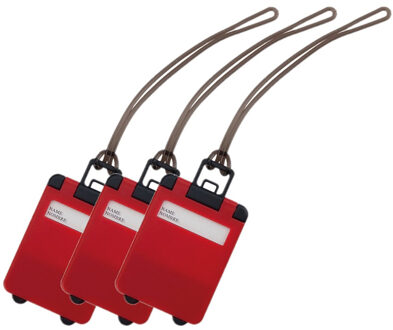 Kofferlabel van 9,5 cm - Pakket van 3x stuks - Reiskoffer reisaccessoires - rood - beschrijfbaar