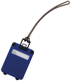 Kofferlabel van 9,5 cm - Reiskoffer reisaccessoires - blauw - beschrijfbaar