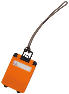 Kofferlabel van 9,5 cm - Reiskoffer reisaccessoires - oranje - beschrijfbaar