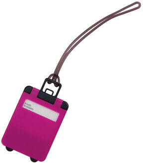 Kofferlabel van 9,5 cm - Reiskoffer reisaccessoires - roze - beschrijfbaar