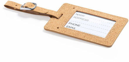 Kofferlabel van eco friendly kurk - 10 x 6 cm - reis/handbagage labels - gesp bandje - Bagagelabels