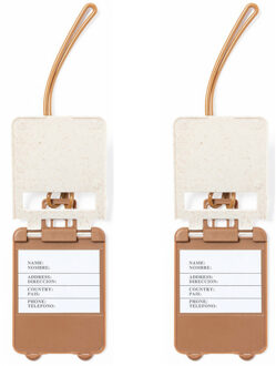 Kofferlabel van organisch eco tarwestro - 10x - wit - 10 x 5 cm - reiskoffer/handbagage labels