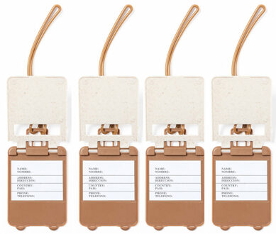 Kofferlabel van organisch eco tarwestro - 20x - wit - 10 x 5 cm - reiskoffer/handbagage labels