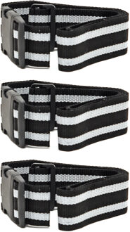 Kofferriem/bagageriem - 3x - 190 cm - zwart/grijs