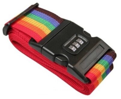 Kofferriem / bagageriem met cijferslot 200 cm regenboog kleuren