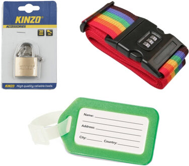 Kofferriem incl. bagagelabel kunststof groen en hangslot