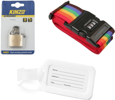 Kofferriem incl. bagagelabel kunststof wit en hangslot