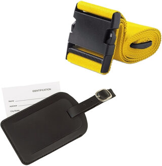 Kofferriem met bagagelabel geel 180 cm