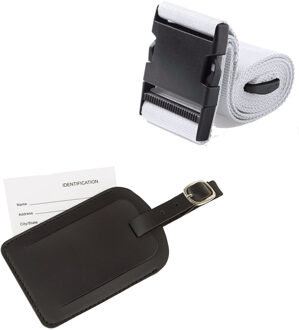 Kofferriem met bagagelabel wit 180 cm - Kofferriemen