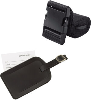 Kofferriem met bagagelabel zwart 180 cm - Kofferriemen