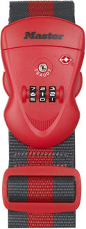 Kofferriem met TSA Slot - 190 cm - Rood/Zwart