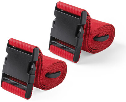 Kofferriem verstevigende sluit riem - 2x - 180 x 5 cm - rood - Clipsluiting - Reizen - Polyester
