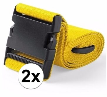 Kofferriem verstevigende sluit riem - 2x stuks - 180 x 5 cm - geel - Clipsluiting - Reizen - Polyest