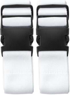 Kofferriem verstevigende sluit riem - 2x stuks - 180 x 5 cm - wit - Clipsluiting - Reizen - Polyeste