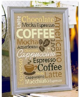 Koffie Brief Chocolade Kruissteek Kit Katoen Zijde Draad 14ct Linnen Vlassen Canvas Borduurwerk Diy Handwerken 18ct flaxen canvas