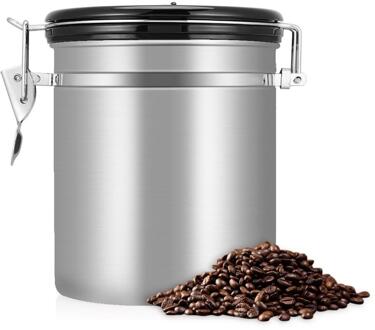 Koffie Container Jar Met Tijd Kompas Deksel Luchtdicht Koffiebonen Thee Box Container Snacks Opslag Bus Kan Mason Jar Zilver