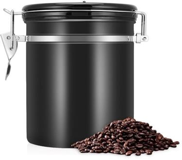 Koffie Container Jar Met Tijd Kompas Deksel Luchtdicht Koffiebonen Thee Box Container Snacks Opslag Bus Kan Mason Jar zwart