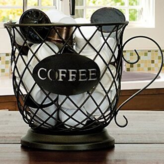 Koffie Creamer Container Metalen Koffie Houder Voor Teller Koffie Pod Opslag Houder Organizer Espresso Opslag Mand zwart