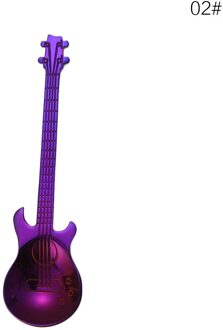 Koffie Creatieve Cartoon Gitaar Lepel Rvs Melk Ijs Lepel Koffie Suiker Thee Roeren Lepel Thuis Keuken Servies Lepel paars