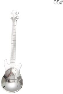 Koffie Creatieve Cartoon Gitaar Lepel Rvs Melk Ijs Lepel Koffie Suiker Thee Roeren Lepel Thuis Keuken Servies Lepel zilver
