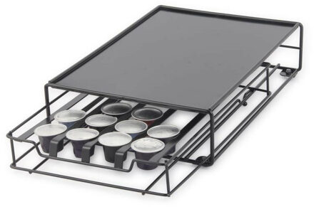 Koffie cup/capsule houder/dispenser - metaal - zwart - 31 x 21 cm