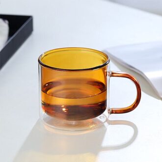 Koffie Cup Double Wall Cup Hittebestendig Koffie Melk Cup Creatieve Gezonde Drank Glazen Transparante Drinken Thee Mokken bruin