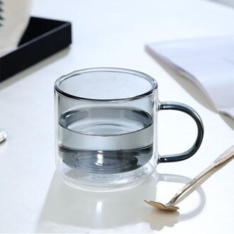 Koffie Cup Double Wall Cup Hittebestendig Koffie Melk Cup Creatieve Gezonde Drank Glazen Transparante Drinken Thee Mokken grijs