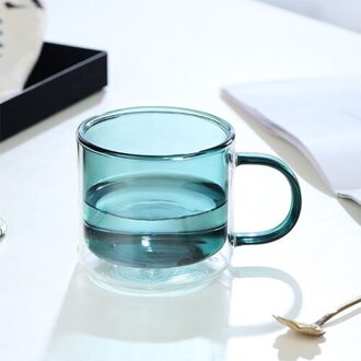 Koffie Cup Double Wall Cup Hittebestendig Koffie Melk Cup Creatieve Gezonde Drank Glazen Transparante Drinken Thee Mokken groen