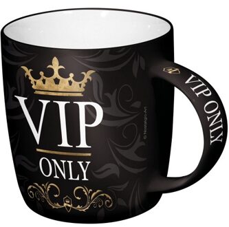 Koffie drink Mok voor VIP persons - 2x stuks - zwart - 33 cl - cadeau mokken collega/papa/mama/verja