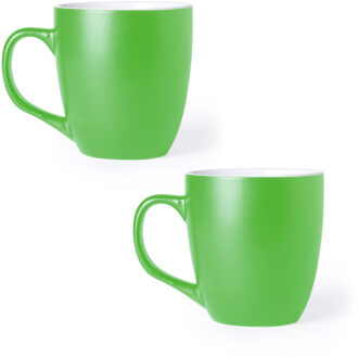 Koffie Drinkbeker/mok - 2x - groen - 440 ml - Keramiek - Koffie mokken/bekers voor onbijt en lunch