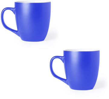 Koffie Drinkbeker/mok - 6x - blauw - 440 ml - Keramiek - Koffie mokken/bekers voor onbijt en lunch