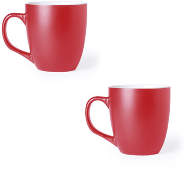 Koffie Drinkbeker/mok - 8x - rood - 440 ml - Keramiek - Koffie mokken/bekers voor onbijt en lunch