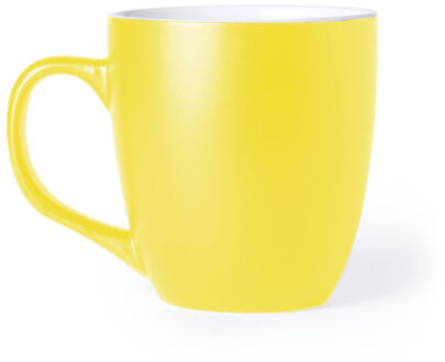 Koffie Drinkbeker/mok - geel - 440 ml - Keramiek - Koffie mokken/bekers voor onbijt en lunch
