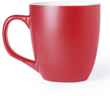 Koffie Drinkbeker/mok - rood - 440 ml - Keramiek - Koffie mokken/bekers voor onbijt en lunch